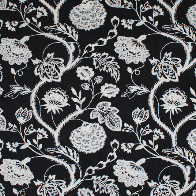 S5058 Black by Greenhouse Designer Fabric S73: Onyx 70% Polyester, 30% Cotton India Drapery double rubs </p><p>Repeat: 8.5" H, 9.45" V 54" - Swanky Fabrics -