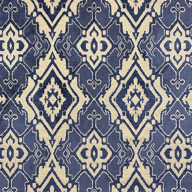 Rinso Sapphire by Magnolia Designer Fabric - 45 Cot, 37 Vis, 18 Poly India 100000 Horizontal: 13.5 and Vertical: 17.5 54.25 - Swanky Fabrics -