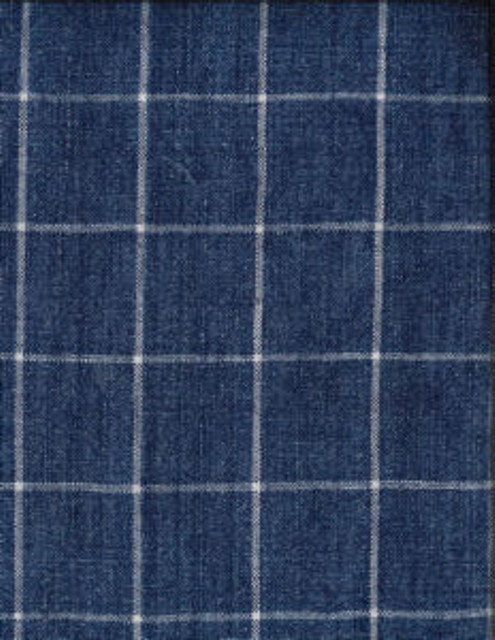 Bendel Indigo 424 by Norbar Designer Fabric LINCHEX 100% LINEN INDIA 2"V 2"H 54" - Swanky Fabrics -