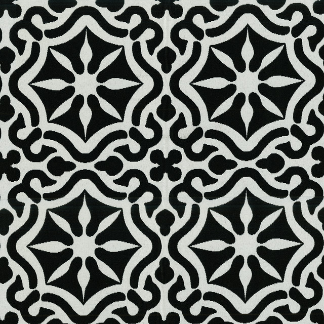 Tilework 909 Midnight by SolarShade Designer Fabric 100% Solution Dyed Polyester CN 20,000 Double Rubs (Wyzenbeek) </p><p>Repeat: Horizontal: 7.25 in. (18.4 cm) up the roll and Vertical: 7.37 in. (18.7 cm) across the roll 54 in. (137 cm) - Swanky Fabrics -
