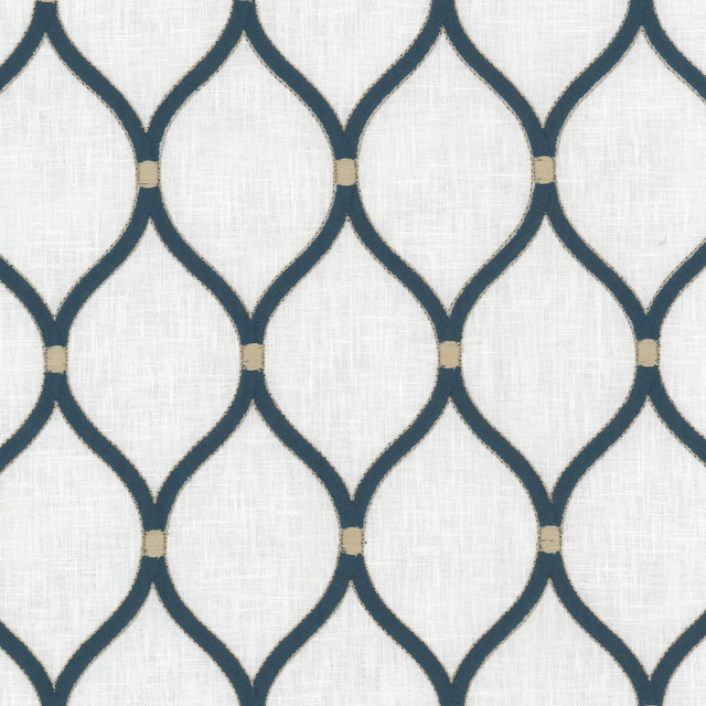 Gemstone 2 Regency by Stout Designer Fabric RAINBOW LIBRARY CADET/INDIGO 70%COT 25%POL 5%LIN %BEMB INDIA Horizontal: 3.250 and Vertical: 6.250 52 in - Swanky Fabrics -