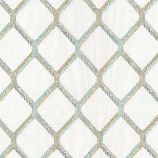 Cleveland 2 Vapor by Stout Designer Fabric RAINBOW LIBRARY VAPOR/SEAGLASS 100%COT %VEMB INDIA Horizontal: 4.375 and Vertical: 6.250 52 in - Swanky Fabrics -