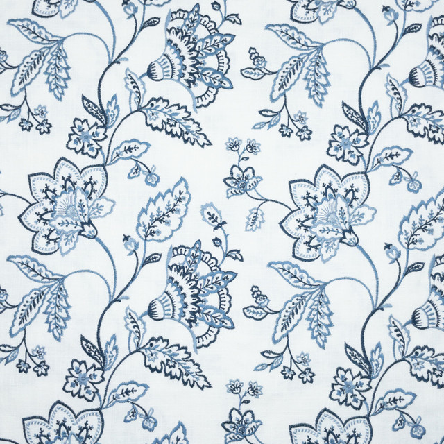 Illinois 2 Cadet by Stout Designer Fabric COMFORTABLE LIVING HAZE/NAVY 36%COT 30%POL 17%SVI 17%LIN %BEMB INDIA Horizontal: 12.375 and Vertical: 7.875 51 in - Swanky Fabrics -