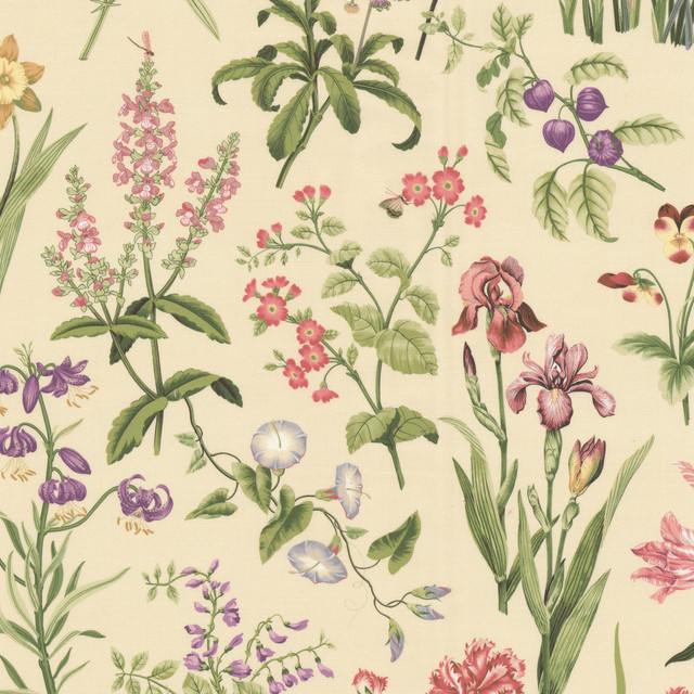Bianca 1 Hibiscus by Stout Designer Fabric RAINBOW LIBRARY GINGER/POPPY 100%COT PERU Horizontal: 27.000 and Vertical: 27.000 54 in - Swanky Fabrics -