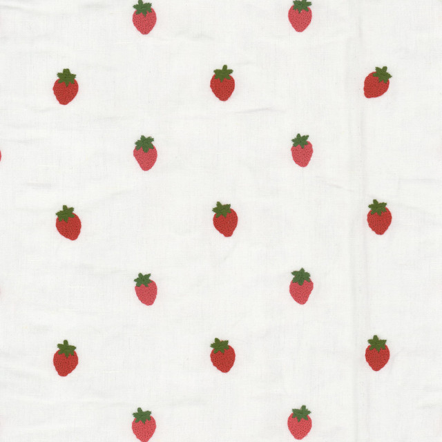 Azle 1 Strawberry by Stout Designer Fabric RAINBOW LIBRARY GINGER/POPPY 59%COT 41%LIN %PEMB INDIA Horizontal: 4.500 and Vertical: 3.750 52 in - Swanky Fabrics -