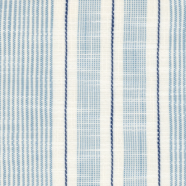 Endfield 1 Blue/White by Stout Designer Fabric LIVING IS EASY DELFT/INDIGO 100%POL USA Horizontal: 0.000 and Vertical: 6.875 56.5 in - Swanky Fabrics -