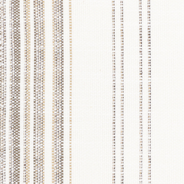Kokomo 1 Sandstone by Stout Designer Fabric JUST STRIPES NATURAL/CHARCOAL 91%POL 9%NOL USA Horizontal: 0.125 and Vertical: 8.250 56 in - Swanky Fabrics -