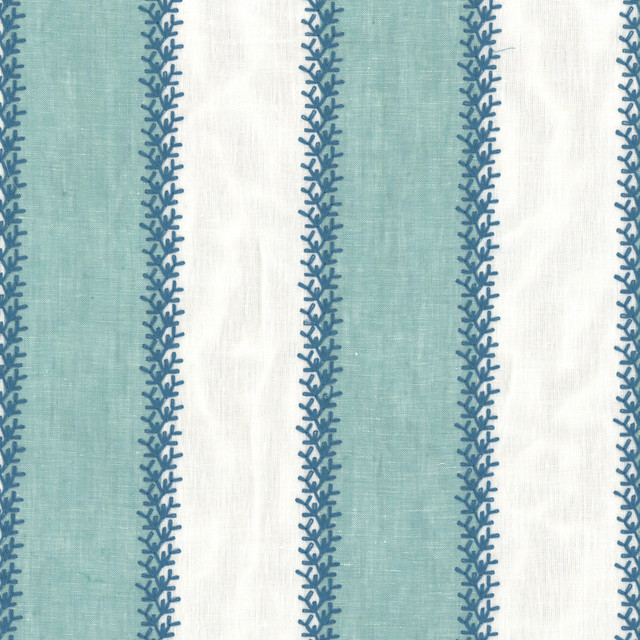 Winifred 1 Mist by Aoc Designer Fabric THE ART OF COLOR HERITAGE II 90%LIN 10%POL %PEMB INDIA Horizontal: 4.375 and Vertical: 0.375 52 in - Swanky Fabrics -