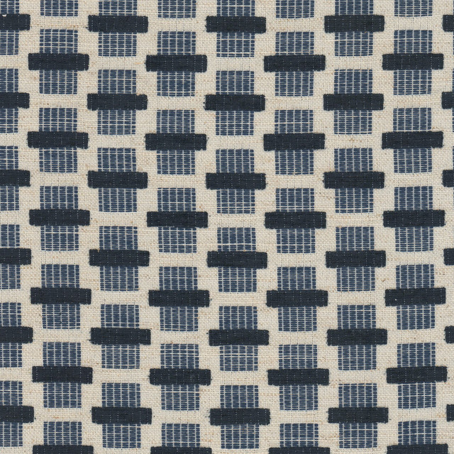 Philena 1 Ocean by Stout Designer Fabric LIVING IS EASY DELFT/INDIGO 95%POL 5%LIN CHINA MARTINDALE WEAR TEST (50 000 CIRCULAR RUBS) Horizontal: 2.000 and Vertical: 1.250 56 in - Swanky Fabrics -
