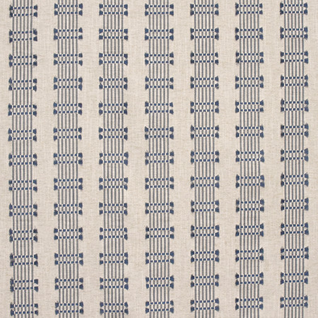 Over The Tracks Blue by Carole Designer Fabric Artisan Base: 81% Cotton, 19% Poly. Embr: 100% Cotton INDIA N/A 2.13" V, 4" H 54.75" - Swanky Fabrics -