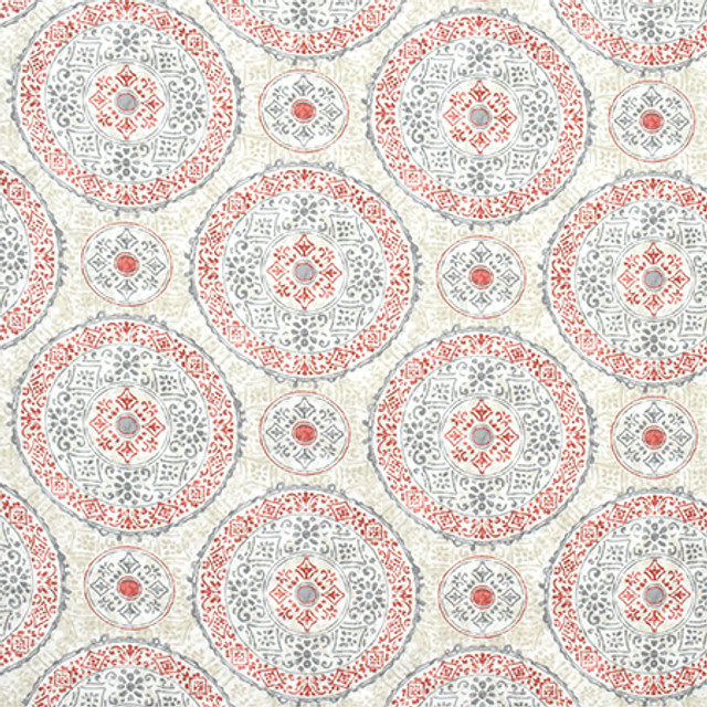 Place Setting Coral by Carole Designer Fabric Artisan 100% Cotton PAKISTAN 50,000 Wyzenbeek Double Rubs 12 1/2" V, 13 1/2" H HD 55" - Swanky Fabrics -