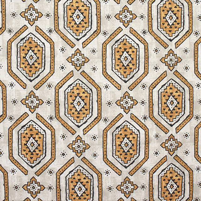 Stronghold Turmeric by Carole Designer Fabric Artisan 100% Cotton PAKISTAN 50,000 Wyzenbeek Double Rubs 12 1/2" V, 13 1/2" H HD 56.5" - Swanky Fabrics -