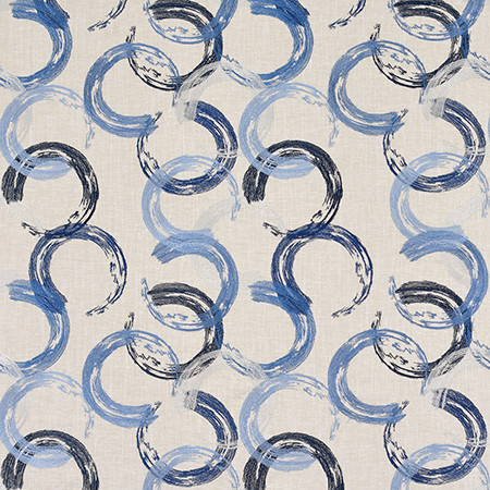Another Round Ocean by Carole Designer Fabric Bluebell 45% Cotton, 35% Rayon, 16% Polyester, 4% Linen India N/A 15 1/4" V, 12 3/4" H 52" - Swanky Fabrics -