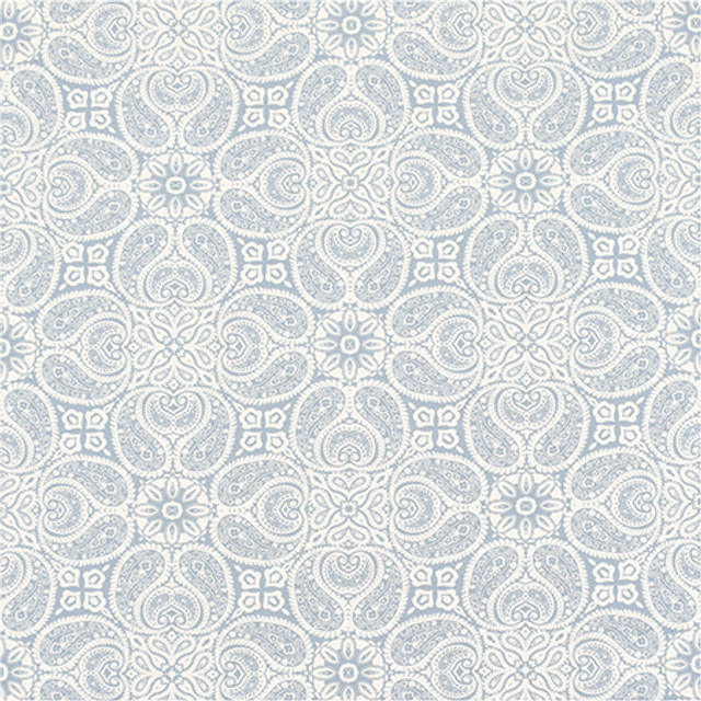 Paisley Connections Sail by Carole Designer Fabric Bluebell 100% Cotton-Soil Repellent Pakistan 50,000 Wyzenbeek Double Rubs 12 1/2" V, 13 1/2" H HD 56.5" - Swanky Fabrics -