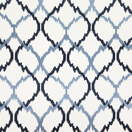 Larger Picture Indigo by Carole Designer Fabric Dawn & Dusk Base: 100% Cotton, Embr: 78% Cotton, 22% Viscose India N/A 15 1/4" V, 6 1/2" H HD 50" - Swanky Fabrics -