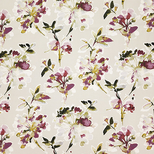 Quiet Garden Amethyst by Carole Designer Fabric Dawn & Dusk 100% Cotton India 25,000 WYZENBEEK DOUBLE RUBS 24" V, 13 3/4" H HD 54" - Swanky Fabrics -