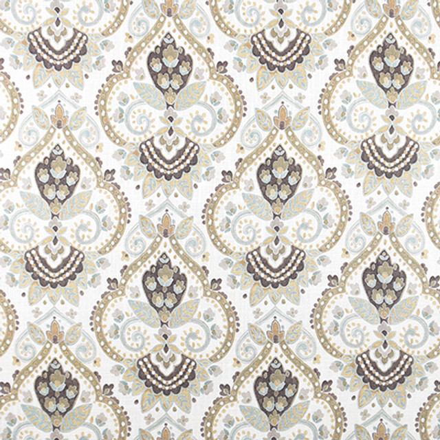 Kings North Sand by Carole Designer Fabric Jade 67% Viscose, 33% Linen Spain 15,000 Wyzenbeek Double Rubs 13 1/2" V, 13 1/2" H HD 54" - Swanky Fabrics -