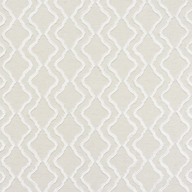 Follow Me White by Carole Designer Fabric Moonstone 51% Recycled Polyester, 30% Polyester, 12% Cotton, 7% Linen India 28,500 Wyzenbeek Double Rubs 4 1/2" V, 7 3/4" H HD 54" - Swanky Fabrics -