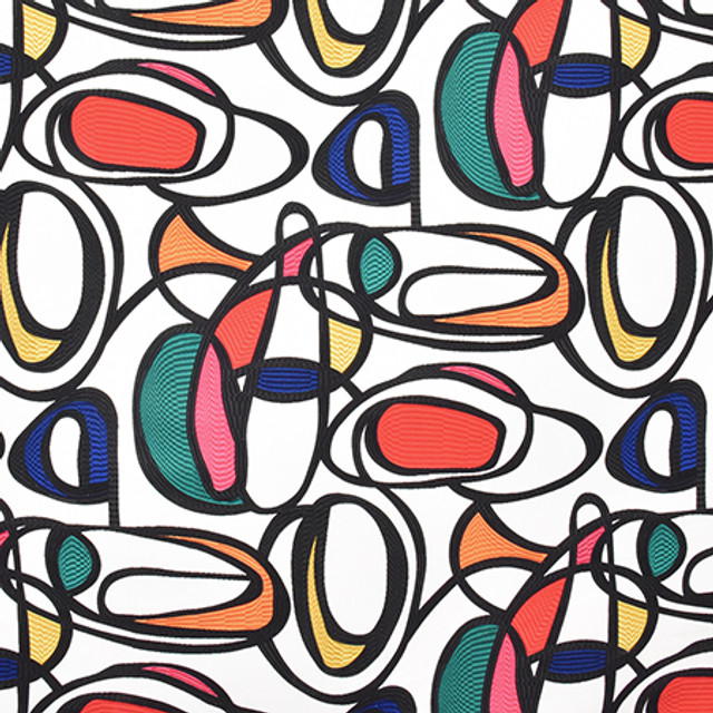 Great Conversation Multi by Carole Designer Fabric Prisma 100% Cotton INDIA 12,000 Wyzenbeek Double Rubs 26 3/4" V, 27 1/2" H HD 56.75" - Swanky Fabrics -