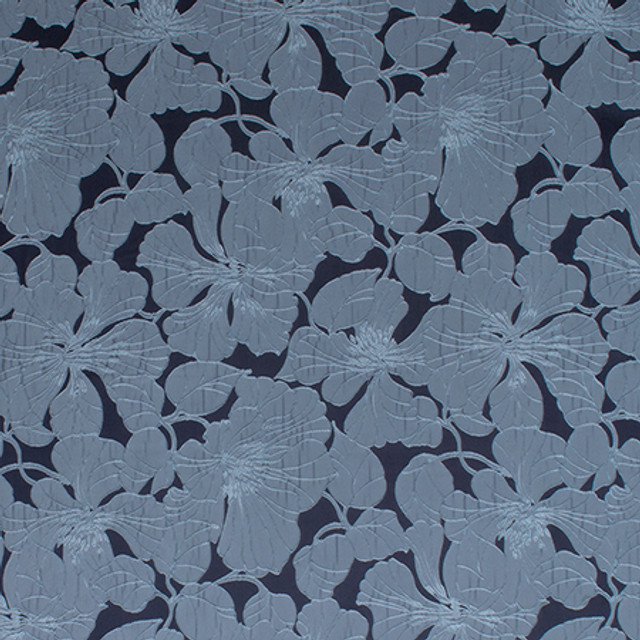 Garden Stroll Navy by Carole Designer Fabric Radiance 100% Polyester Turkey N/A 29 1/2" V, 19" H 57" - Swanky Fabrics -