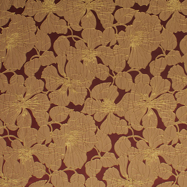 Garden Stroll Wine by Carole Designer Fabric Radiance 100% Polyester Turkey N/A 29 1/2" V, 19" H 57" - Swanky Fabrics -