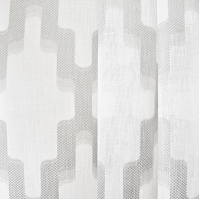 On Behalf Gray by Carole Designer Fabric Sheer Luxury 100% Polyester TURKEY N/A 15 1/4" V, 6" H 118" - Swanky Fabrics -