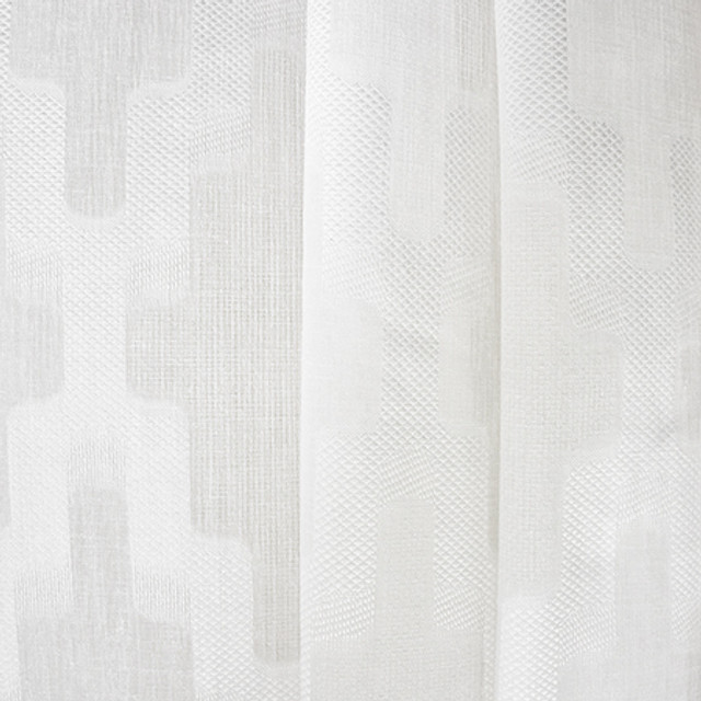On Behalf White by Carole Designer Fabric Sheer Luxury 100% Polyester TURKEY N/A 15 1/4" V, 6" H 118" - Swanky Fabrics -