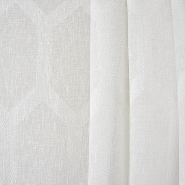 To The Point White by Carole Designer Fabric Sheer Luxury 85% Polyester, 15% Cotton-Weighted Hem INDIA N/A 13 1/2" V, 4 1/2" H 116" - Swanky Fabrics -