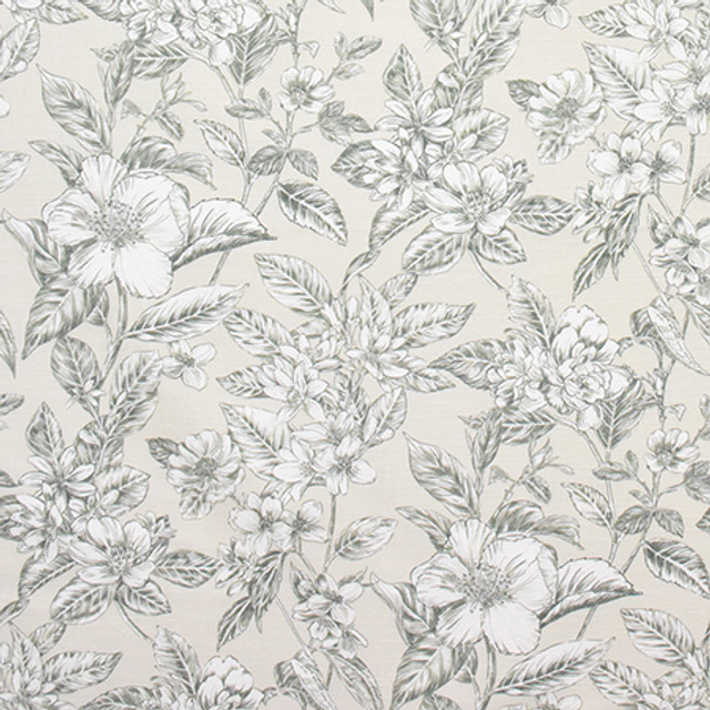 Island Blooms Ecru by Carole Designer Fabric Wellington 100% Cotton SPAIN 30,000 Wyzenbeek Double Rubs 27" V, 13 1/2" H HD 54" - Swanky Fabrics -