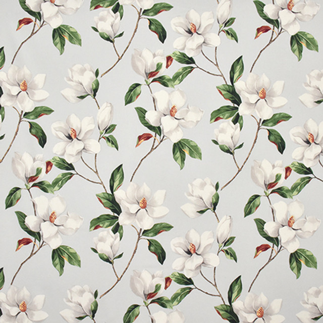Magnolia Way Pearl Grey by Carole Designer Fabric Wellington 100% Cotton-Stain Resistant PAKISTAN 50,000 Wyzenbeek Double Rubs 24 3/4" V, 27" H HD 54.5" - Swanky Fabrics -