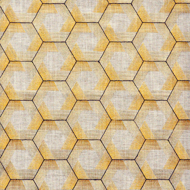 VEDIC 608 GOLD by Maxwell Designer Fabric COLOR THEORY-VOL.VI EDEN 82% POLYESTER/18% COTTON INDIA  V-3.25"H-5.25" 54"  - Swanky Fabrics -