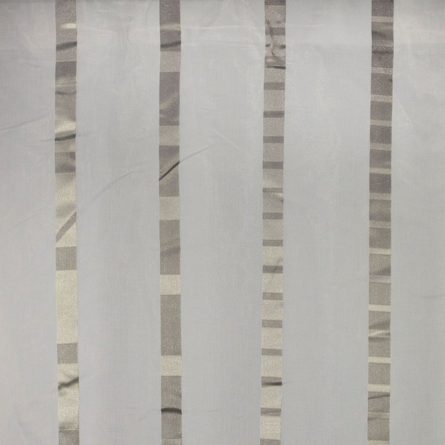 Intermittent Stripe Platinum by RM CoCo Designer Fabric Window Dressing II 100% Polyester FR See Sample 0 Horizontal: 132.25 118  - Swanky Fabrics -