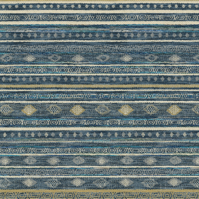 Trailhead Stripe Lapis 412830 by PKL Studio Designer Fabric 82% polyester, 18% cotton India 51000 Horizontal: 3.38 and Vertical: 15.5 54 - Swanky Fabrics -
