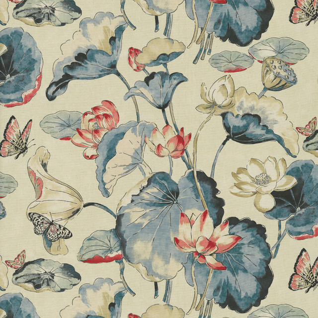 Water Garden Indigo 412262 by PKL Studio Designer Fabric 80% Cotton, 20% Linen China 15000 Horizontal: 27 and Vertical: 25.25 54/55 - Swanky Fabrics -