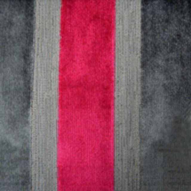 Lara's Velvet-Stripe-Ruby by Europatex Designer Fabric Lara's Velvet 57% Polyester / 43% Viscose China See Sample Horizontal: N/A and Vertical: N/A 55.00 inches  - Swanky Fabrics -