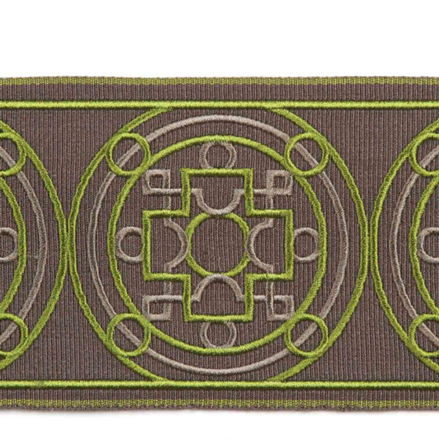 Sion - Avocado by Europatex Designer Fabric Tapes Galore 100% Polyester China See Sample Horizontal: N/A and Vertical: N/A 3.55 inches  - Swanky Fabrics -