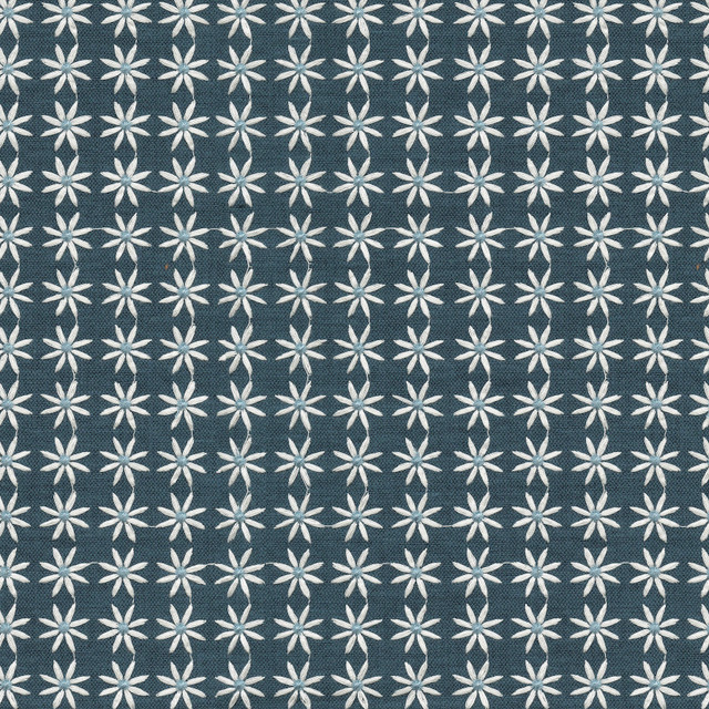 Daisy Emb Blue 470541 by PKL Studio Designer Fabric - Base: 28% cotton, 72% polyester Emb: 100% rayon India 51000 Horizontal: 1.1 and Vertical: 1 55 - Swanky Fabrics -