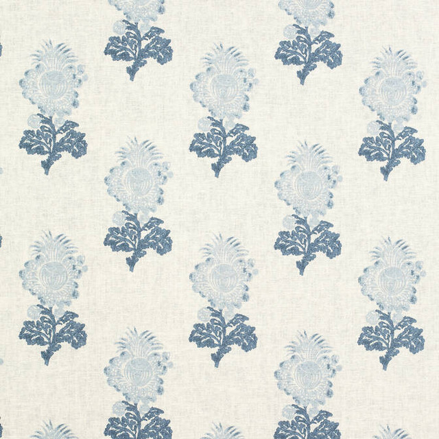 Aldith Blue F972608 by Thibaut Fabric Thibaut Fabric Aldith Blue F972608Fabric Chestnut Hill Fabric 55% Linen, 45% Cotton U.S.A. </p><p>Repeat: V: 12 54 - Fabric Carolina -