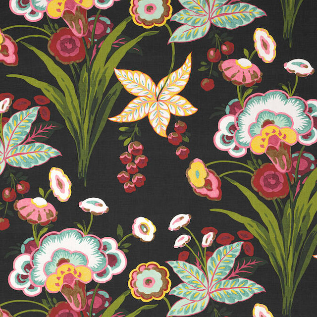 Pasadena Black F920853 by Thibaut Fabric Thibaut Fabric Pasadena Black F920853Fabric Eden Fabric Book 52% Linen, 36% Cotton, 12% Nylon THAILAND </p><p>Repeat: V: 24 54 - Fabric Carolina -