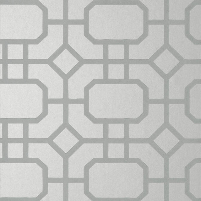 Portier Flock Grey on Silver T11001 by Thibaut Wallpaper Thibaut Wallpaper Portier Flock Grey on Silver T11001Wallpaper Geometric Resource 2 Flock on Non-Woven UNITED KINGDOM </p><p>Repeat: V: 24 20.5 - Fabric Carolina -