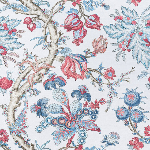 Chatelain Blue and Red F910845 by Thibaut Fabric Thibaut Fabric Chatelain Blue and Red F910845Fabric Heritage Fabric Book 60% Linen, 30% Cot, 10% Nylon UNITED KINGDOM </p><p>Repeat: V: 26.5 54 - Fabric Carolina -