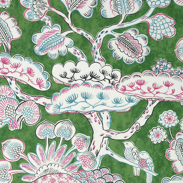 Tree House Pink and Green AT9866 by Anna French Wallpaper Anna French Wallpaper Tree House Pink and Green AT9866Wallpaper Nara Wallpaper UNITED STATES </p><p>Repeat: V: 36 27 - Fabric Carolina -