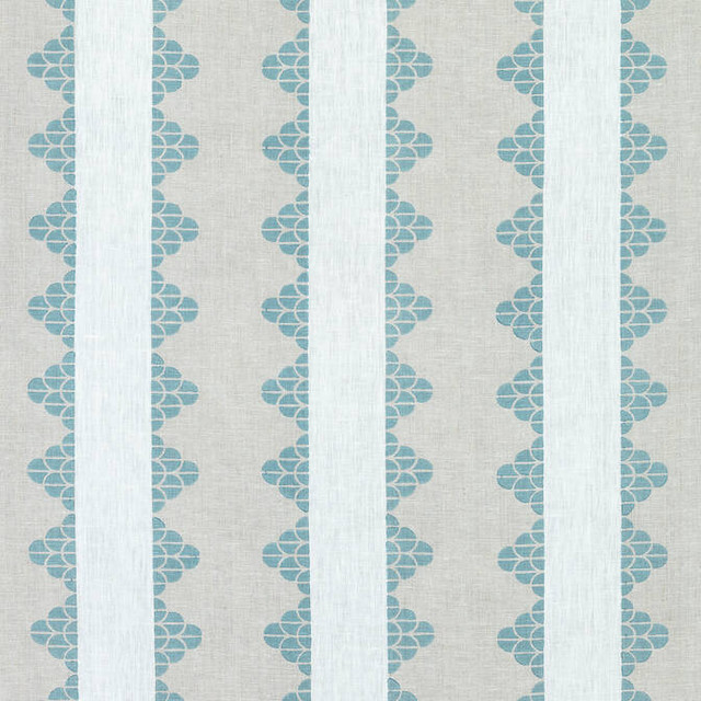 Dhara Stripe Aqua F92941 by Thibaut Fabric Thibaut Fabric Dhara Stripe Aqua F92941Fabric Paramount Fabric Book 100% Linen INDIA </p><p>Repeat: V: 3.25 52 - Fabric Carolina -