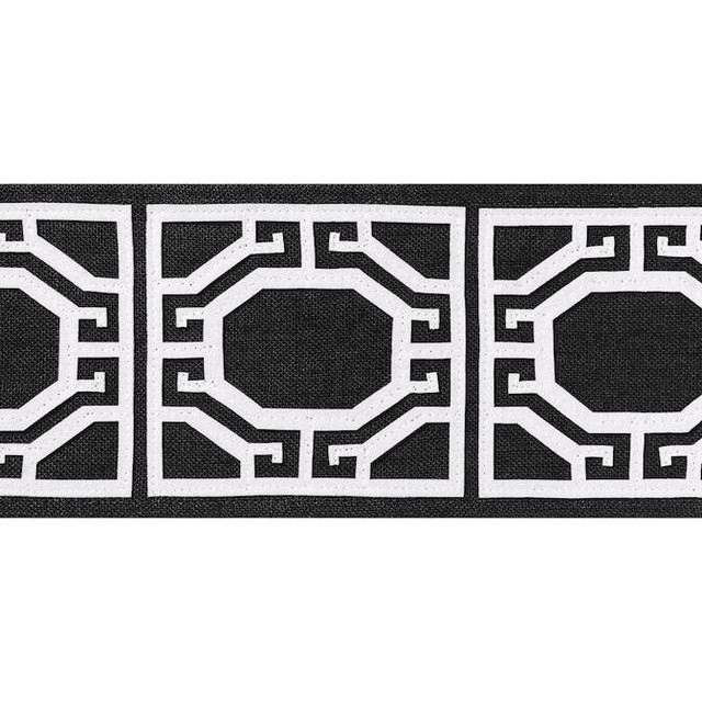 Gate Applique Tape Onyx E12010 by Thibaut Fabric Thibaut Fabric Gate Applique Tape Onyx E12010Fabric Tapes & Trims Volume 1 80% Linen, 20% Polyester INDIA </p><p>Repeat: V: 4.12 3.87 - Fabric Carolina -