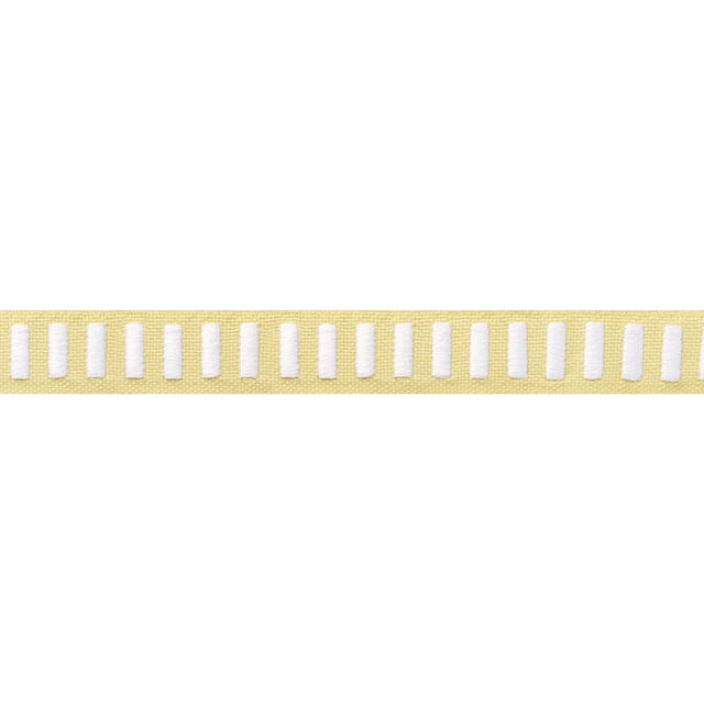 Dash Tape White on Sunshine E12125 by Thibaut Fabric Thibaut Fabric Dash Tape White on Sunshine E12125Fabric Tapes & Trims Volume 2 90% Cotton, 10% Polyester INDIA </p><p>Repeat: V: 0.5 1 - Fabric Carolina -