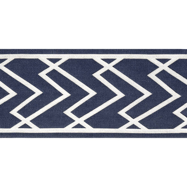 Summit Applique Tape Navy E12216 by Thibaut Fabric Thibaut Fabric Summit Applique Tape Navy E12216Fabric Tapes & Trims Volume 3 75% Linen, 25% Polyester INDIA </p><p>Repeat: V: 2.5 4 - Fabric Carolina -