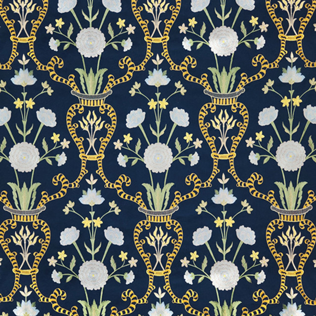 Delicate Heart Navy by Carole Designer Fabric Blue Crush Base: 100% Cotton Embr:71% Cotton, 21% Viscose,8% Polyester India 30 1/4" V, 9" H HD 50"" - Swanky Fabrics - Delicate Heart Navy by Carole Designer Fabric Blue Crush Base: 100% Cotton Embr:71% Cotton, 21% Viscose,8% Polyester India 30 1/4" V, 9" H HD 50"" - Swanky Fabrics -