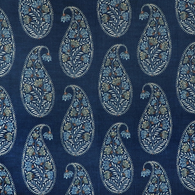 Drop Of Paisley Prussian by Carole Designer Fabric Blue Crush 100% Polyester China 27" V, 13 1/2" H 54"" - Swanky Fabrics -
