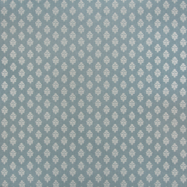 Small Garden Chambray by Carole Designer Fabric Blue Crush Base: 50% Polyester, 50% Cotton Embr: 100% Polyester India 3 1/8" V, 2 1/8" H HD 52"" - Swanky Fabrics - Small Garden Chambray by Carole Designer Fabric Blue Crush Base: 50% Polyester, 50% Cotton Embr: 100% Polyester India 3 1/8" V, 2 1/8" H HD 52"" - Swanky Fabrics -