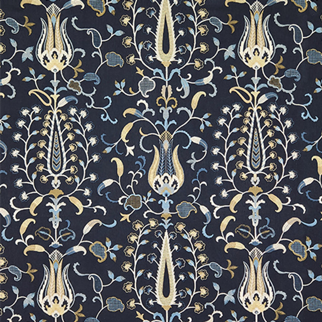 Chance To Create Navy by Carole Designer Fabric Hidden Treasure Base: 50% Poly, 50% Cotton Embr: 70% Poly, 30% Cotton India 30 1/2" V, 25 1/2" H 50" - Swanky Fabrics - Chance To Create Navy by Carole Designer Fabric Hidden Treasure Base: 50% Poly, 50% Cotton Embr: 70% Poly, 30% Cotton India 30 1/2" V, 25 1/2" H 50" - Swanky Fabrics -